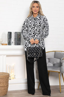 Блуза хлопковая Танец линий (черно-белая) Б14856-14М