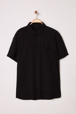TRENDYOL MAN Siyah Buyuk Beden Kaskorse Rahat Orme Gomlek TMNSS25AX00004 - Trendyolmilla фото 2