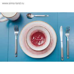 Тарелка Доляна Космос, d=21.2 см, фарфор, белая, красная