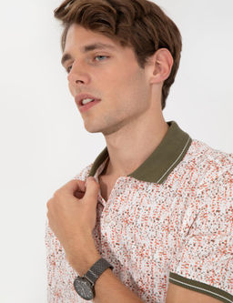 Haki Regular Fit Desenli Polo Yaka Ti__rt