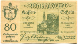 80 геллеров 1920 года Австрия Пёхларн (нотгельд)