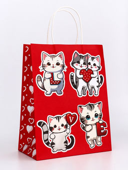 Цена за 2 шт. Пакет подарочный крафт Love 21×11×27 См