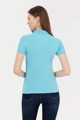 Женская бирюзовая футболка с воротником поло Basic - U.s. polo assn фото 5