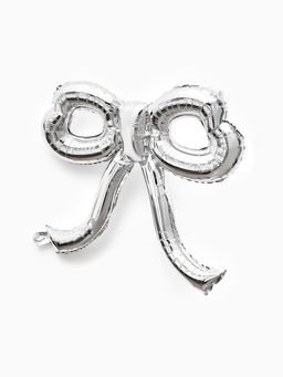 Цена за 2 шт. Воздушный шар фольгированный 22" «Бант», серебро
