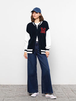 Bisiklet Yaka Nak??l? Uzun Kollu Kad?n Triko H?rka