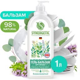 Гель-бальзам для мытья посуды и детских игрушек SYNERGETIC Эвкалипт и горный чабрец 1л