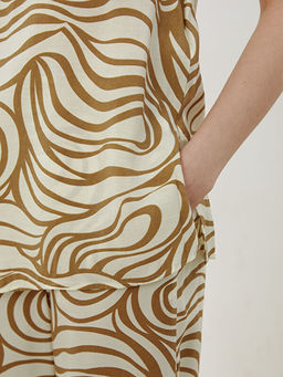 Bisiklet Yaka Desenli Modal Kar???ml? Bluz