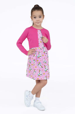 Платье детское розовое с болеро (98-104)