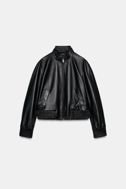 LIMITED EDITION ZW COLLECTION LEATHER BOMBER JACKET - Zara фото 6