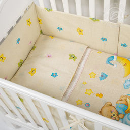 Баиньки Набор для новорожденных Баиньки/Борта:6шт; Подушка:1 шт-40*60; Наволочка(клапан):1шт.-40*60; Простыня на резинке:1шт.-120*60; Одеяло:1шт.-110*90; Пододеяльник:1шт.-110*90 Набор в кроватку (бязь) - Артпостелька фото 2