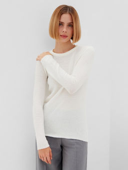 Джемпер женский MINAKU: Knitwear collection, цвет молочный, размер 50  фото 4