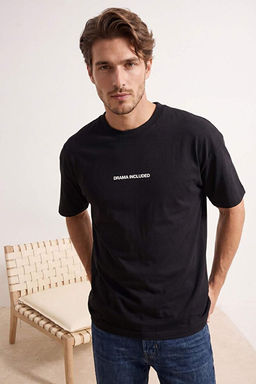 Siyah Oversize/Geni_ Kal_p Slogan Bask_l_ Tok Kuma_ T-Shirt TMNSS26TS00073 - Trendyolmilla фото 2
