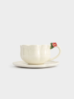 Пара чайная, 1 перс, 2 пр, 360 мл, керамика, молочная, Цветок, Gentle flower