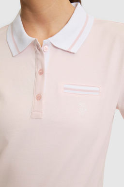 Kad_n A__k Pembe Polo Yaka Basic Ti__rt