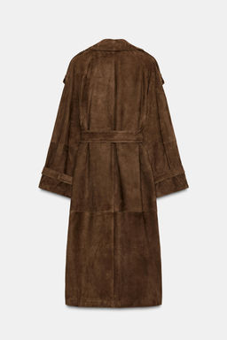 100% SUEDE LEATHER TRENCH COAT ZW COLLECTION LIMITED EDITION - Zara фото 4
