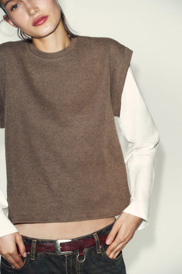 CONTRAST WAISTCOAT T-SHIRT - Zara фото 2