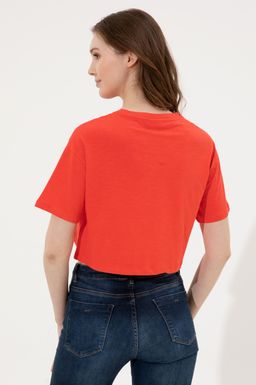 U. S. Polo Assn Женская красная укороченная футболка с круглым вырезом - U.s. polo assn фото 5
