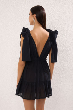 TRENDYOLMILLA Cizgili Mini Dokuma Baglamal? %100 Pamuk Plaj Elbisesi TBESS25EL00101 фото 4