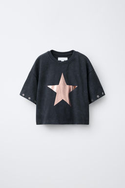 CAMISETA ESTRELLAS BRILLO / Negro