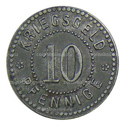 Монета 10 пфеннигов 1917 года Германия Нотгельд Зиген
