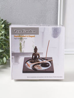 Сад Дзен "Будда в зелёном у гонга" песок+камни+аромапалочки 13,2х15х16 см