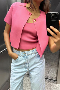 PLAIN KNIT CROPPED CARDIGAN - Zara фото 7