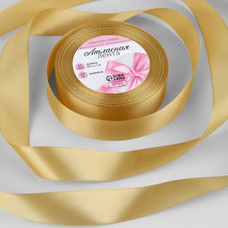 Цена за 3 шт. Лента атласная, 25 мм, 23±1 м, мягкий жёлтый №101