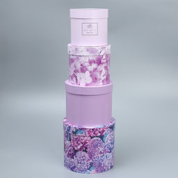 Набор коробок для цветов 4 в 1, упаковка подарочная, Лаванда, 14?14?13 см - 20?20?17.5 см