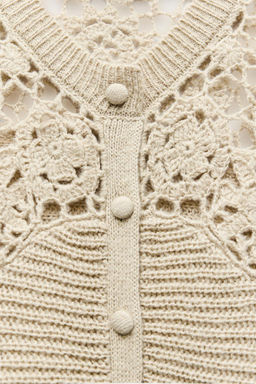 COMBINED CROCHET KNIT CARDIGAN - Zara фото 6