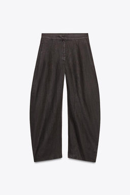 ZW COLLECTION 100% LINEN BALLOON TROUSERS - Zara фото 4