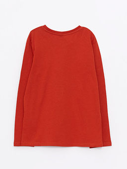 Bisiklet Yaka Bask?l? Pul ??lemeli Uzun Kollu Pamuklu Erkek ?ocuk Ti??rt - Waikiki фото 2