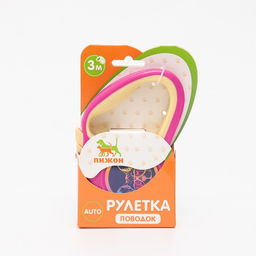 Рулетка Пижон с прорезиненной ручкой, 3 м, до 15 кг, трос, розово-жёлтая  фото 5