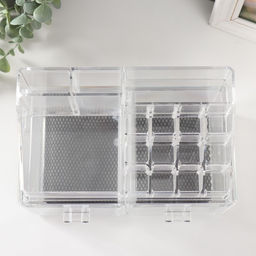 Шкатулка - органайзер для хранения мелочей, украшений 2 ящика, пластик, прозрачная, 19×24×14 см