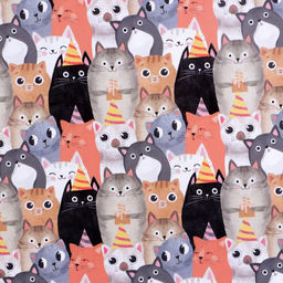 Цена за 10 шт. Бумага упаковочная глянцевая двухсторонняя «Котики», 50 х 70 см