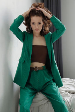 9963 Костюм брючный зелёный в горох - Martichelli фото 27