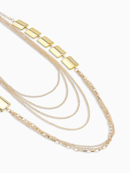 Набор 2 предмета: серьги, бусы Унисон прямоугольники, цвет золото, 80 см