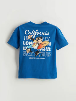 LC Waikiki Mavi Bisiklet Yaka California Bask_l_ Erkek _ocuk Ti__rt