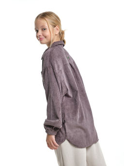 Вельветовая рубашка для девочки 22-7364 бежевый - Mini maxi фото 28