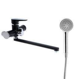 Смеситель для ванны Accoona A71111F, силумин, картридж 35 мм, излив 30 см, черный/хром