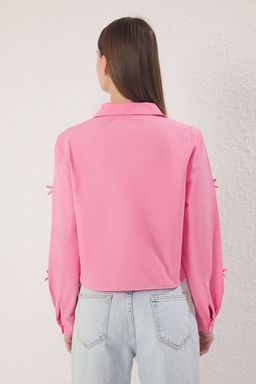 Ac?k Pembe Fiyonk Detayl? Gomlek TWOSS25GO00144