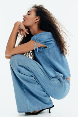 Blusa denim con manga puffy - H&m фото 2