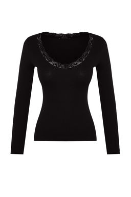 Trendyolmilla Gri V Yaka Dantel Detayl? Fitilli Fitted/Vucuda Oturan Pamuklu Esnek Orme Bluz TWOAW24BZ00070  фото 6