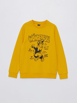 Bisiklet Yaka Nostaljik Maymun Bask?l? Uzun Kollu Erkek ?ocuk Sweatshirt