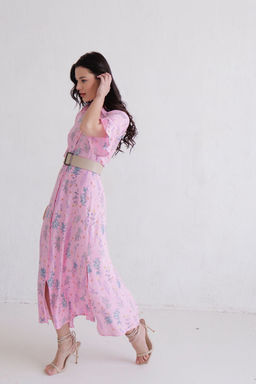 Платье-рубашка удлинённое розовое с принтом - Martichelli фото 5