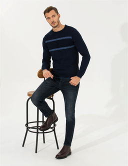 Lacivert Slim Fit Bisiklet Yaka Triko Kazak - Pierre cardin фото 4