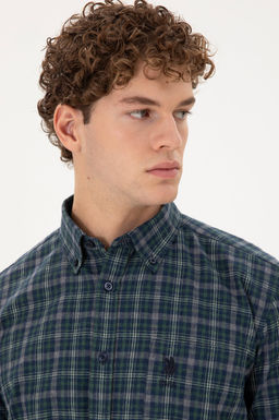 Мужская темно-зеленая рубашка с длинным рукавом Неожиданная скидка в корзине - U.s. polo assn фото 2