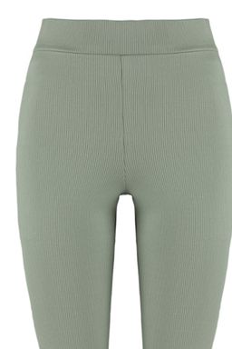 TRENDYOLMILLA Siyah Fitilli Flare/Ispanyol Paca Yuksek Bel Esnek Orme Tayt Pantolon TWOSS23PL00135  фото 7