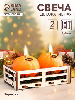 Набор свечей декоративных Мандарины в ящике, 2 шт., 6.2147.4 см