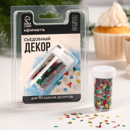 Посыпка конфетти Цветные ёлочки: красная, зеленая, желтая, 1 г. - Simaland фото 2