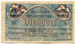 50 геллеров 1920 года Австрия Фидорф (нотгельд)